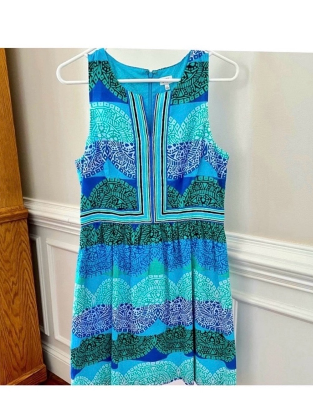 crown & ivy Blue Patterned Sleeveless Fit-and-Flare Dress - Picture 6 of 9